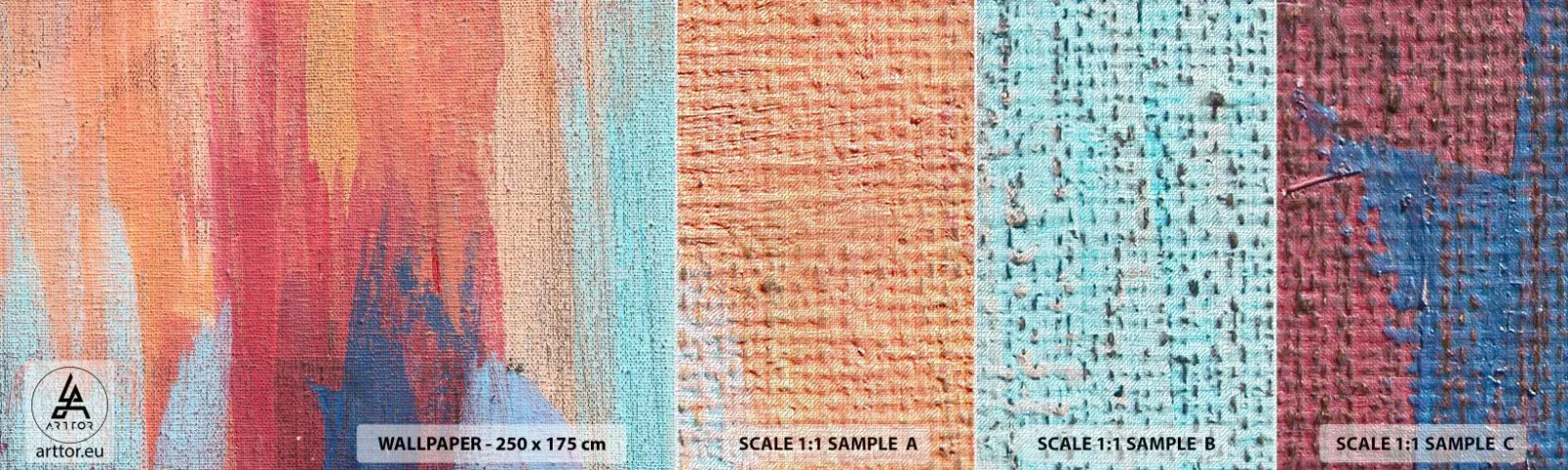 Muestra de fotomural Premium Canvas - Trazos de arco iris - Abstracción, Pedazo, Cuadro - 100x30 cm