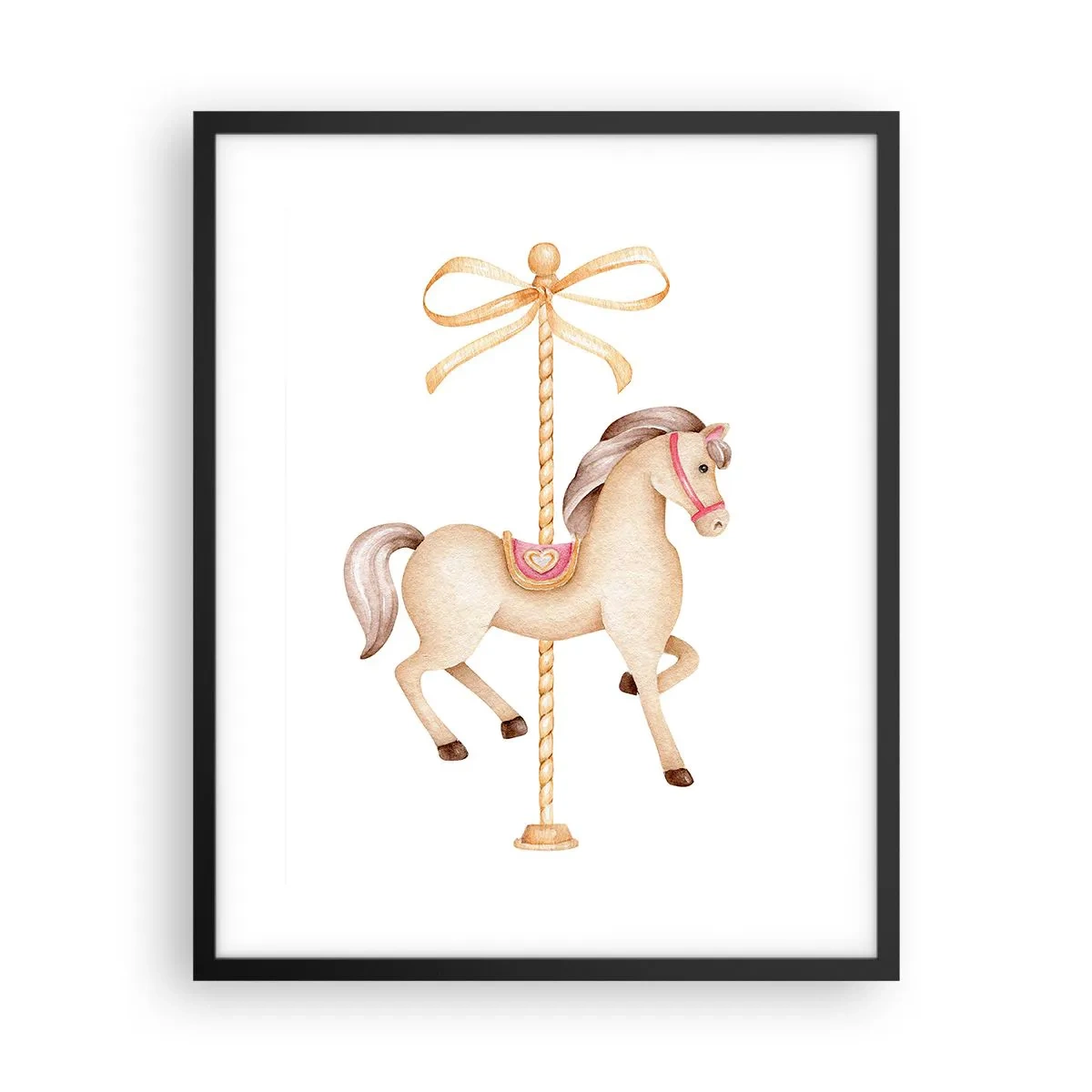 Póster en marco negro - Al trote grácil - 40x50 cm