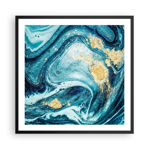Póster en marco negro - Vórtice azul - 60x60 cm