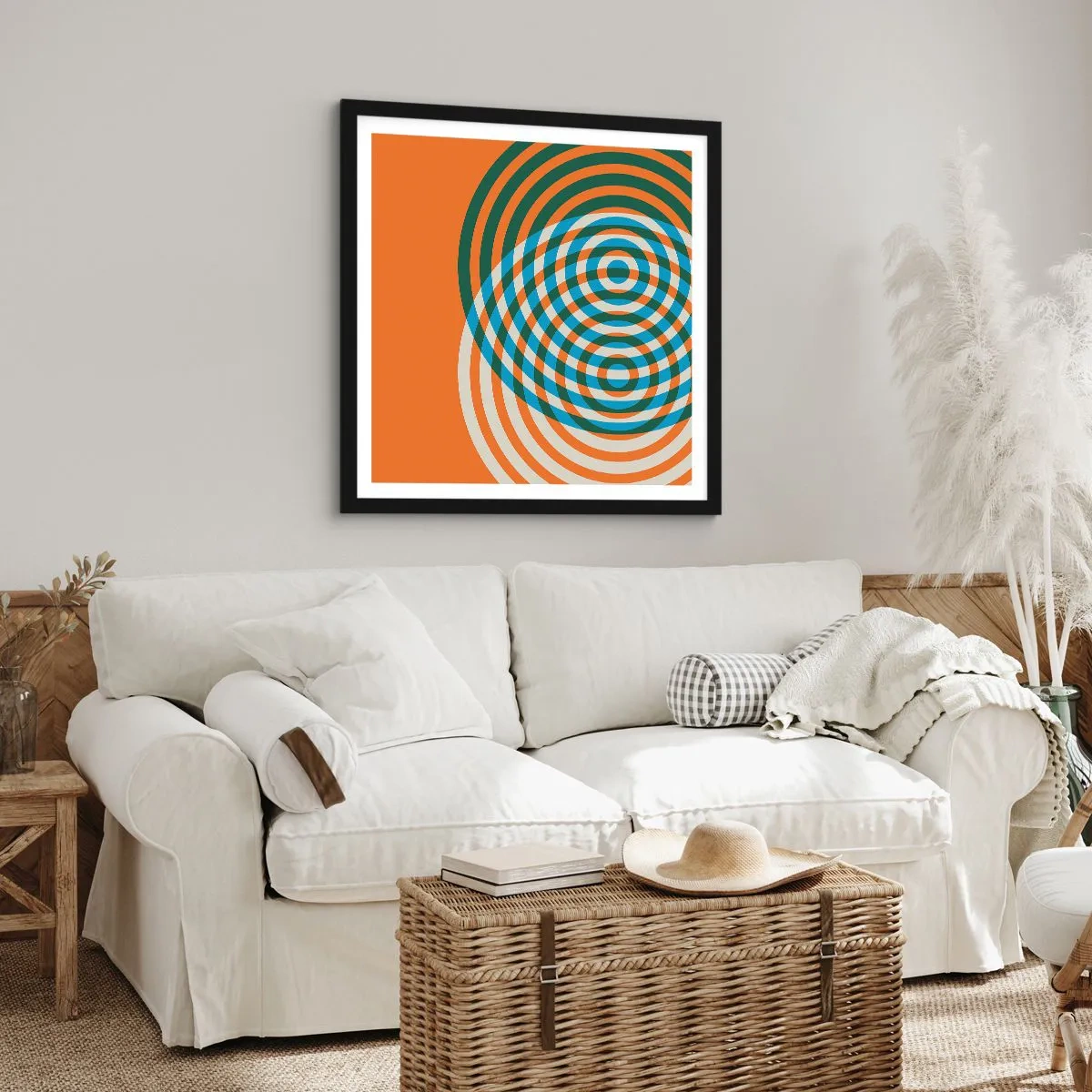 Póster en marco negro - Círculos y abstracción - 30x30 cm