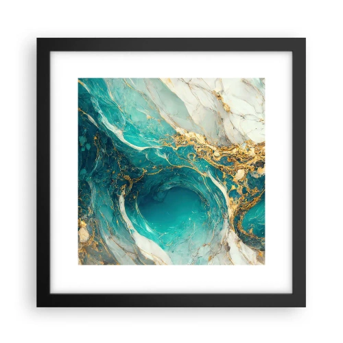 Póster en marco negro - Composición con vetas de oro - 30x30 cm