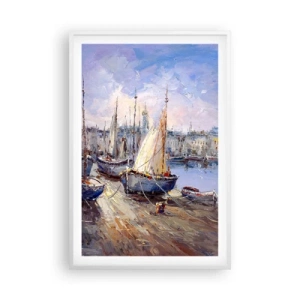 Póster en marco blanco - Ciudad junto a la bahía - 61x91 cm