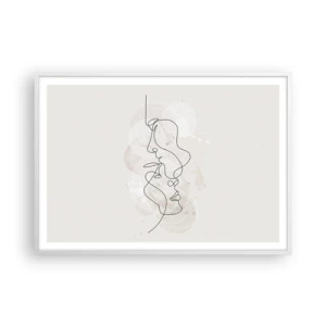 Póster en marco blanco - En un abrazo - 100x70 cm