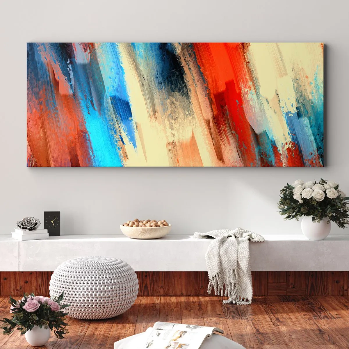 Cuadro sobre lienzo - Impresión de Imagen - Una cascada de colores - 90x30 cm