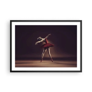 Póster en marco negro - Una bailarina de ballet con un vestido rojo frente a un escenario de fondo. - 70x50cm - Primera bailarina - Decoración de pared moderna para salón y dormitorio ARTTOR