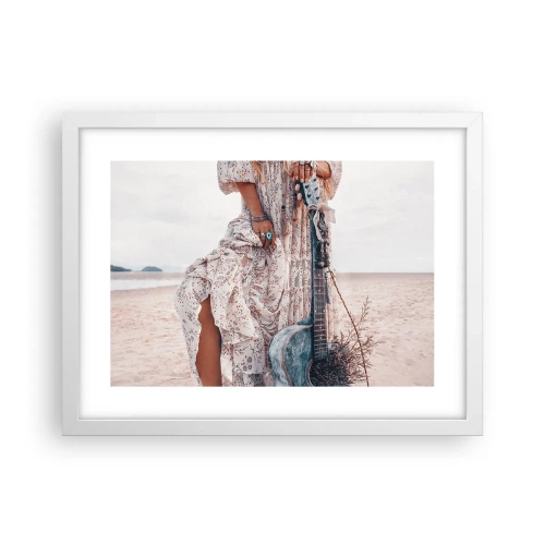 Póster en marco blanco - Una flor en el camino - 40x30 cm