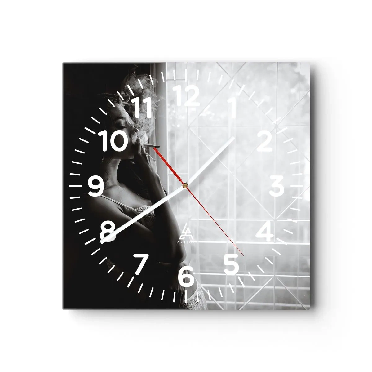 Reloj de pared - Reloj de vidrio - Un momento sensual - 30x30 cm