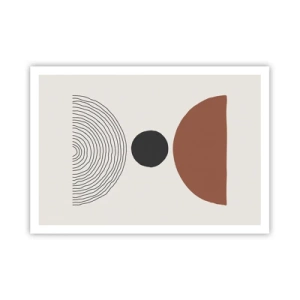 Póster - Figuras geométricas abstractas en colores cálidos. - 100x70cm - En el centro de la atención - Decoración de pared moderna para salón y dormitorio ARTTOR