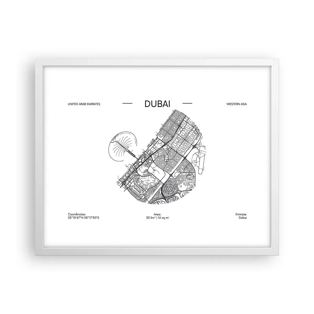 Póster en marco blanco - Anatomía de Dubái - 50x40 cm