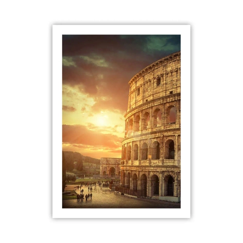 Póster - El Coliseo de Roma al atardecer - 50x70cm - Una impresión colosal - Decoración de pared moderna para salón y dormitorio ARTTOR