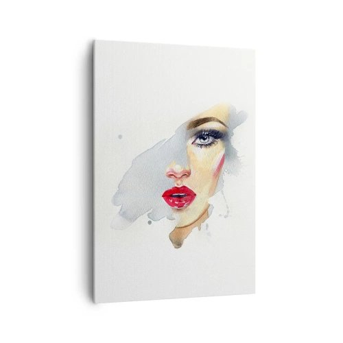 Cuadro sobre lienzo - Impresión de Imagen - Un retrato en acuarela de una mujer de mirada intensa. - 70x100cm - Reflejo en una gota de agua - Decoración de pared moderna para salón y dormitorio ARTTOR