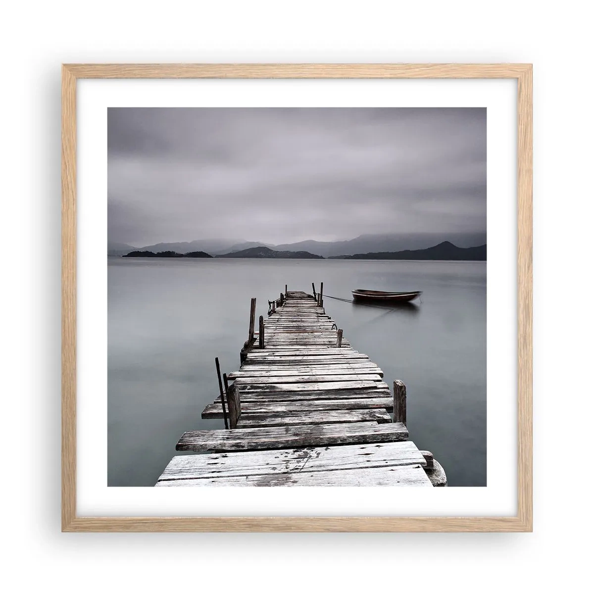 Póster en marco roble claro - Mañana partimos - 50x50 cm