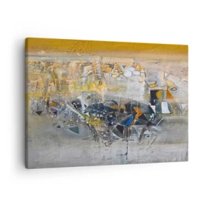 Cuadro sobre lienzo - Impresión de Imagen - Abstracción con tonos dominantes de amarillo y gris. - 70x50cm - Todo se pondrá en su sitio - Decoración de pared moderna para salón y dormitorio ARTTOR