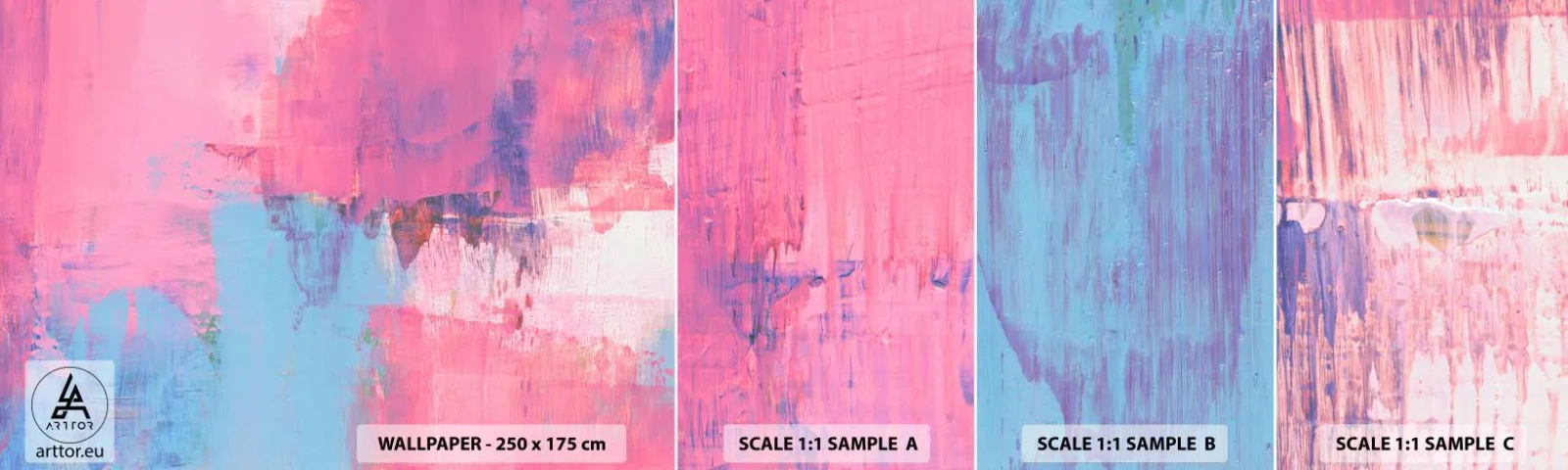 Muestra De Fotomural Standard Eco - Rosa, azul y una pizca de luz - Abstracción, Minimalismo, Pedazo - 100x30 cm