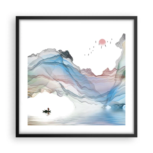 Póster en marco negro - Hacia las montañas de cristal - 50x50 cm