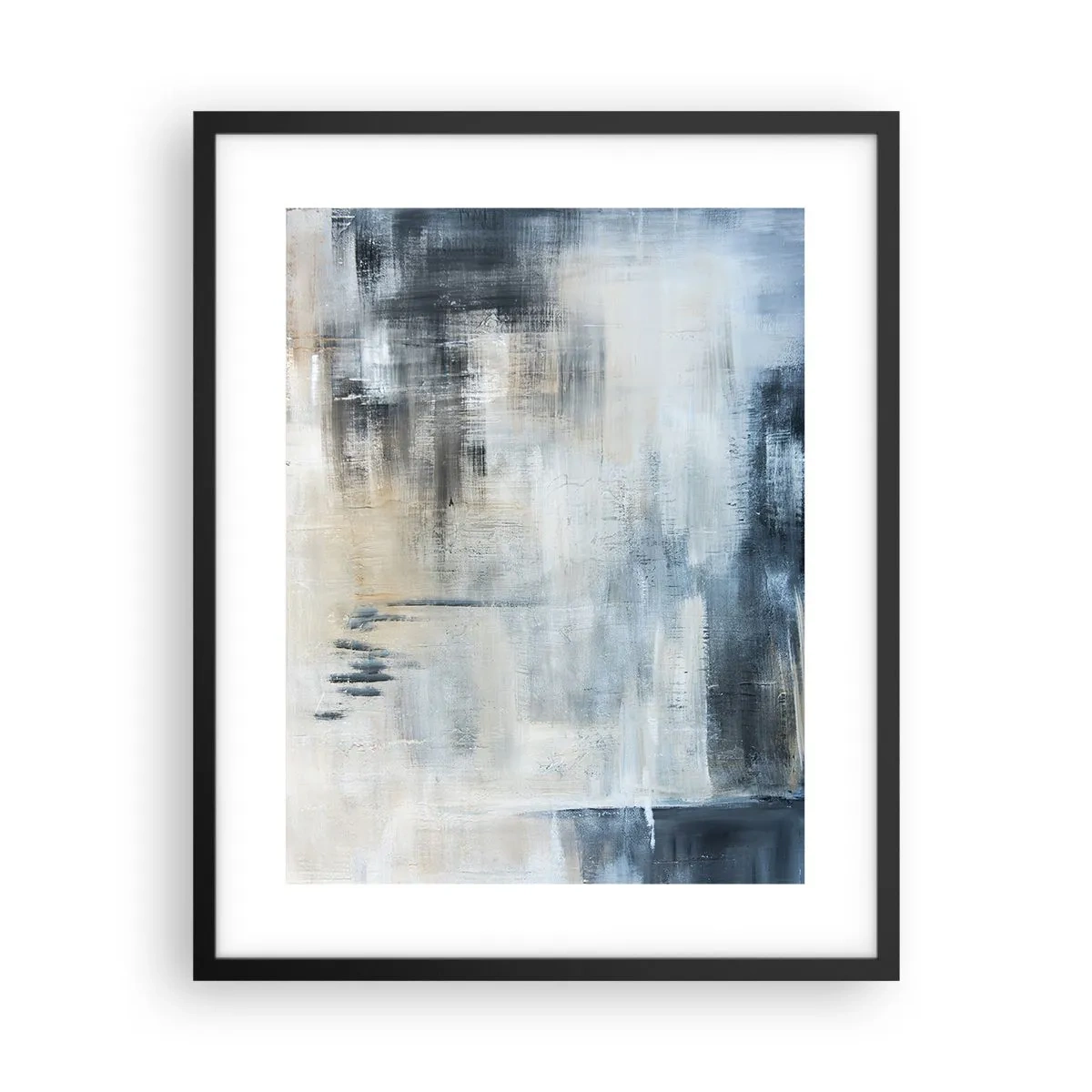 Póster en marco negro - Detrás de un velo azul - 40x50 cm