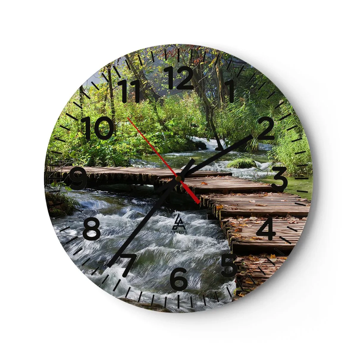 Reloj de pared - Reloj de vidrio - Sobre una cascada de espuma - 30x30 cm