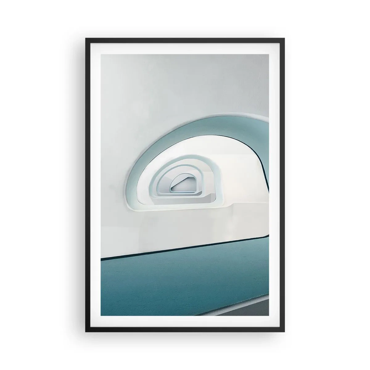 Póster en marco negro - Espiral del río azul - 61x91 cm