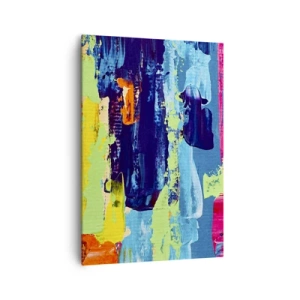 Cuadro sobre lienzo - Impresión de Imagen - Composición abstracta de colores en forma dinámica. - 70x100cm - ¡La vida es hermosa! - Decoración de pared moderna para salón y dormitorio ARTTOR