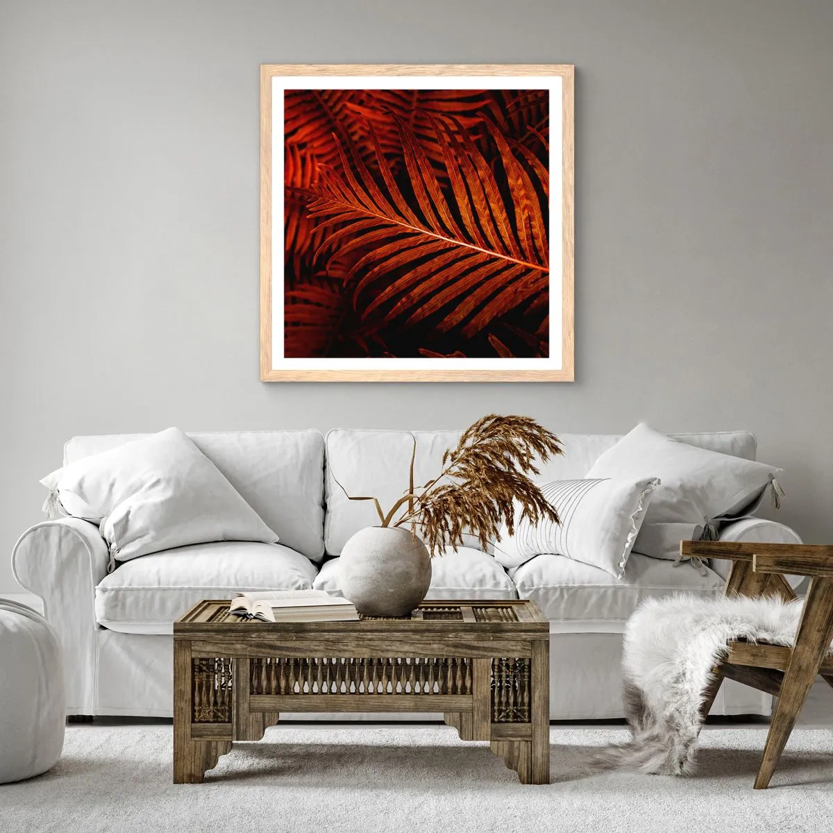 Póster en marco roble claro - Las brasas de la vida - 50x50 cm