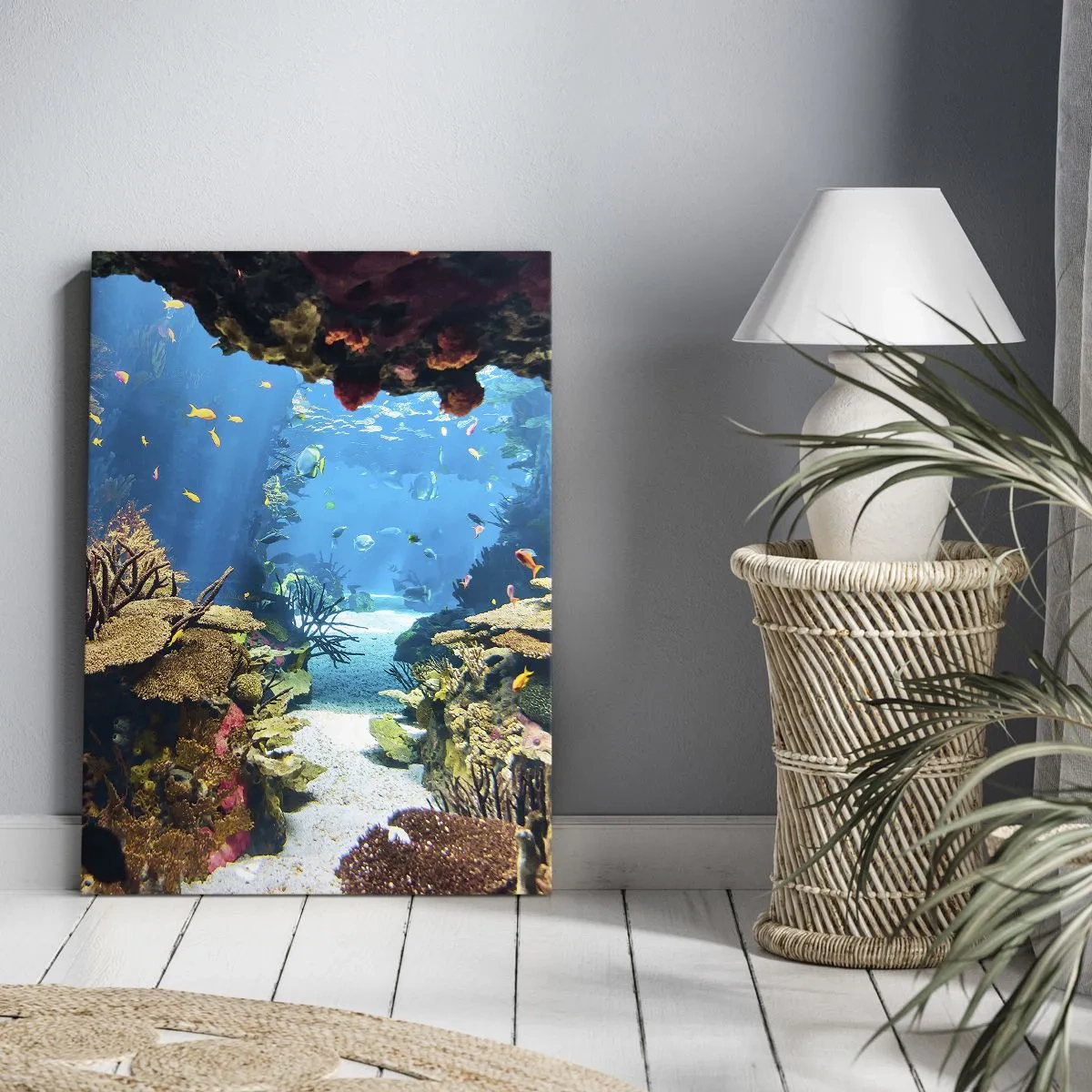 Cuadro sobre lienzo - Impresión de Imagen - Mundo submarino con arrecifes de coral y peces. - 50x70cm - Ni siquiera has soñado - Decoración de pared moderna para salón y dormitorio ARTTOR
