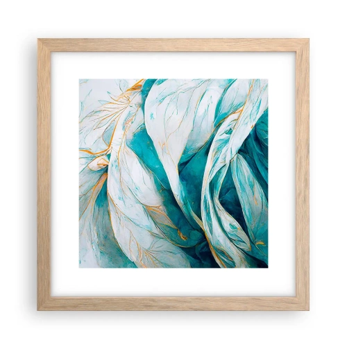 Póster en marco roble claro - Abstracción azul con motivos dorados - 30x30 cm