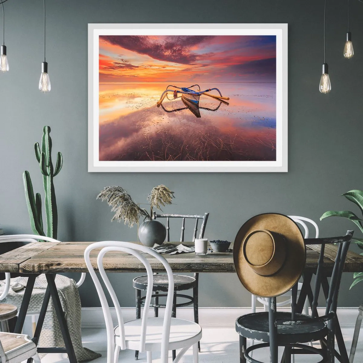 Póster en marco blanco - Calma de una tarde tropical - 50x40 cm