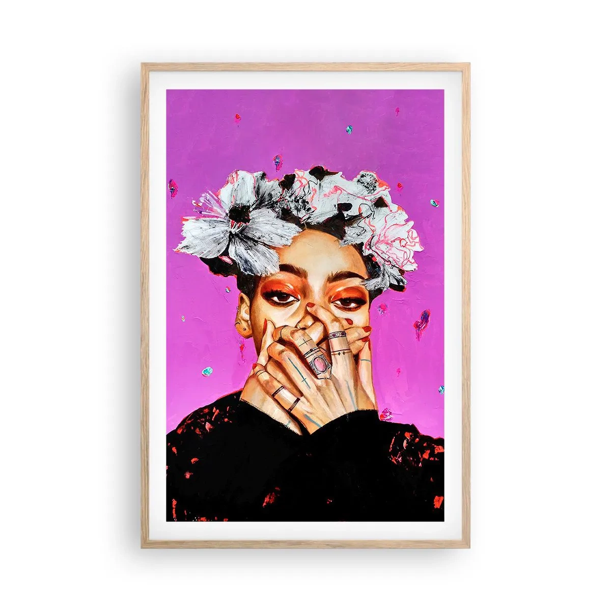 Póster en marco roble claro - Un poco alocada - 61x91 cm