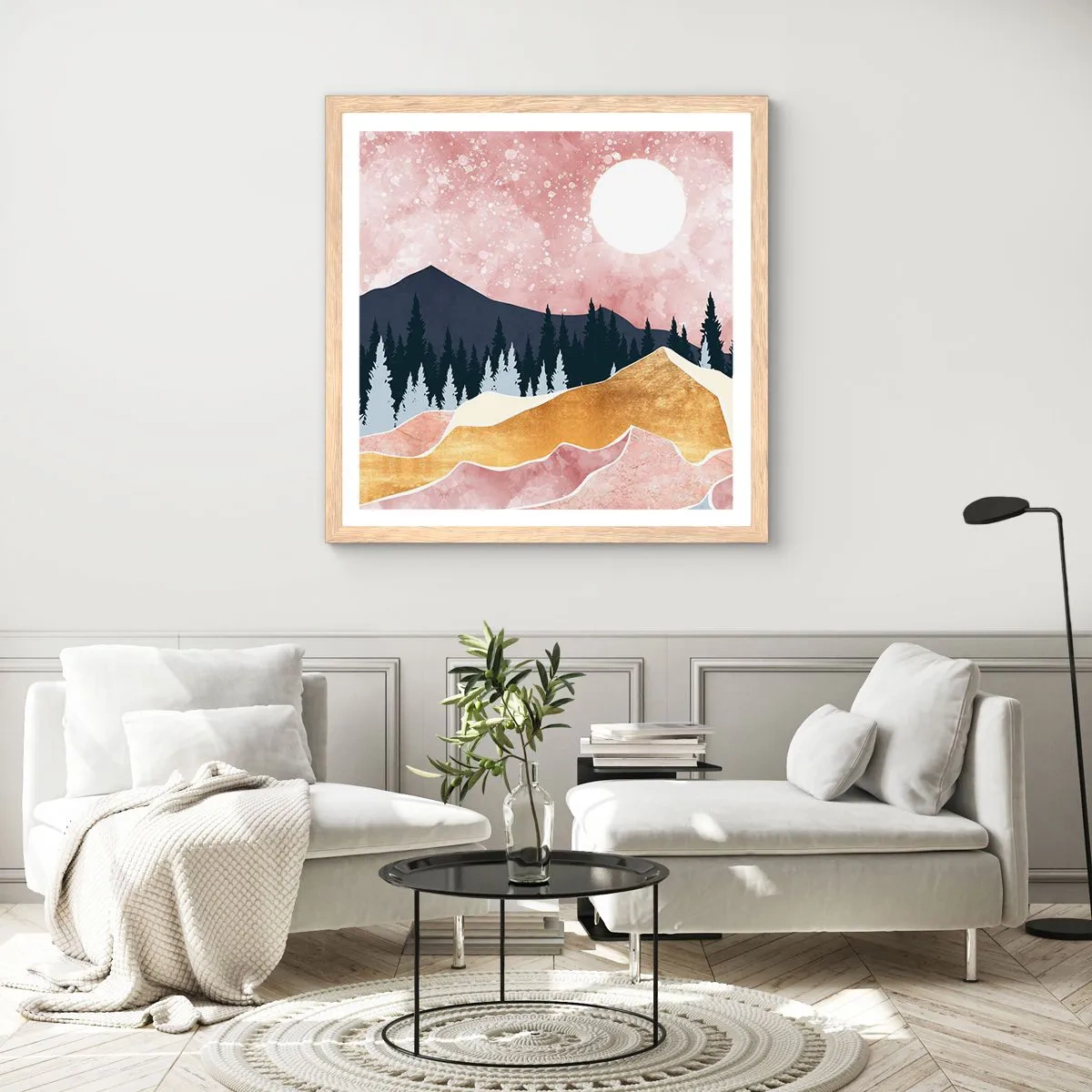 Póster en marco roble claro - Vigilancia nocturna - 30x30 cm