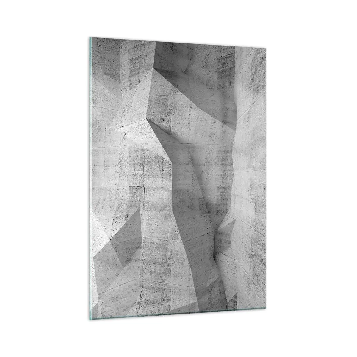 Cuadro sobre vidrio - Impresiones sobre Vidrio - Estructura geométrica de hormigón en tonos grises. - 50x70cm - Un verdadero desafío - Decoración de pared moderna para salón y dormitorio ARTTOR