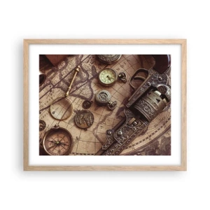 Póster en marco roble claro - La aventura llama - 50x40 cm