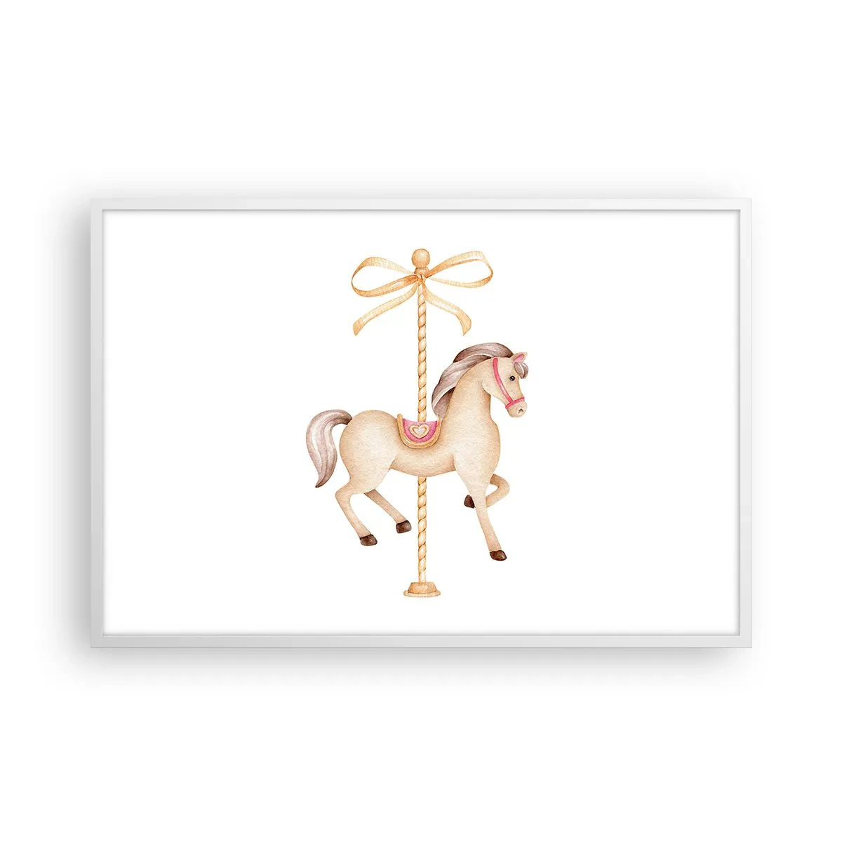 Póster en marco blanco - Al trote grácil - 91x61 cm