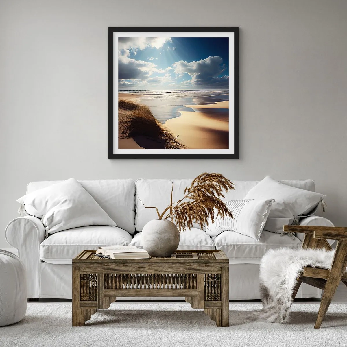 Póster en marco negro - Playa, playa salvaje - 40x40 cm