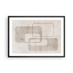 Póster en marco negro - Una composición minimalista con rectángulos en tonos beige sobre un fondo sutil. - 70x50cm - Fuga geométrica - Decoración de pared moderna para salón y dormitorio ARTTOR