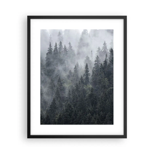 Póster en marco negro - Amanecer en el bosque - 40x50 cm