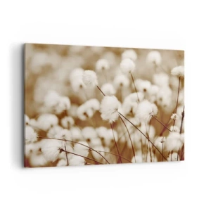 Cuadro sobre lienzo - Impresión de Imagen - Un campo de delicadas plantas en tonos sepia. - 100x70cm - Un mullido colchón - Decoración de pared moderna para salón y dormitorio ARTTOR