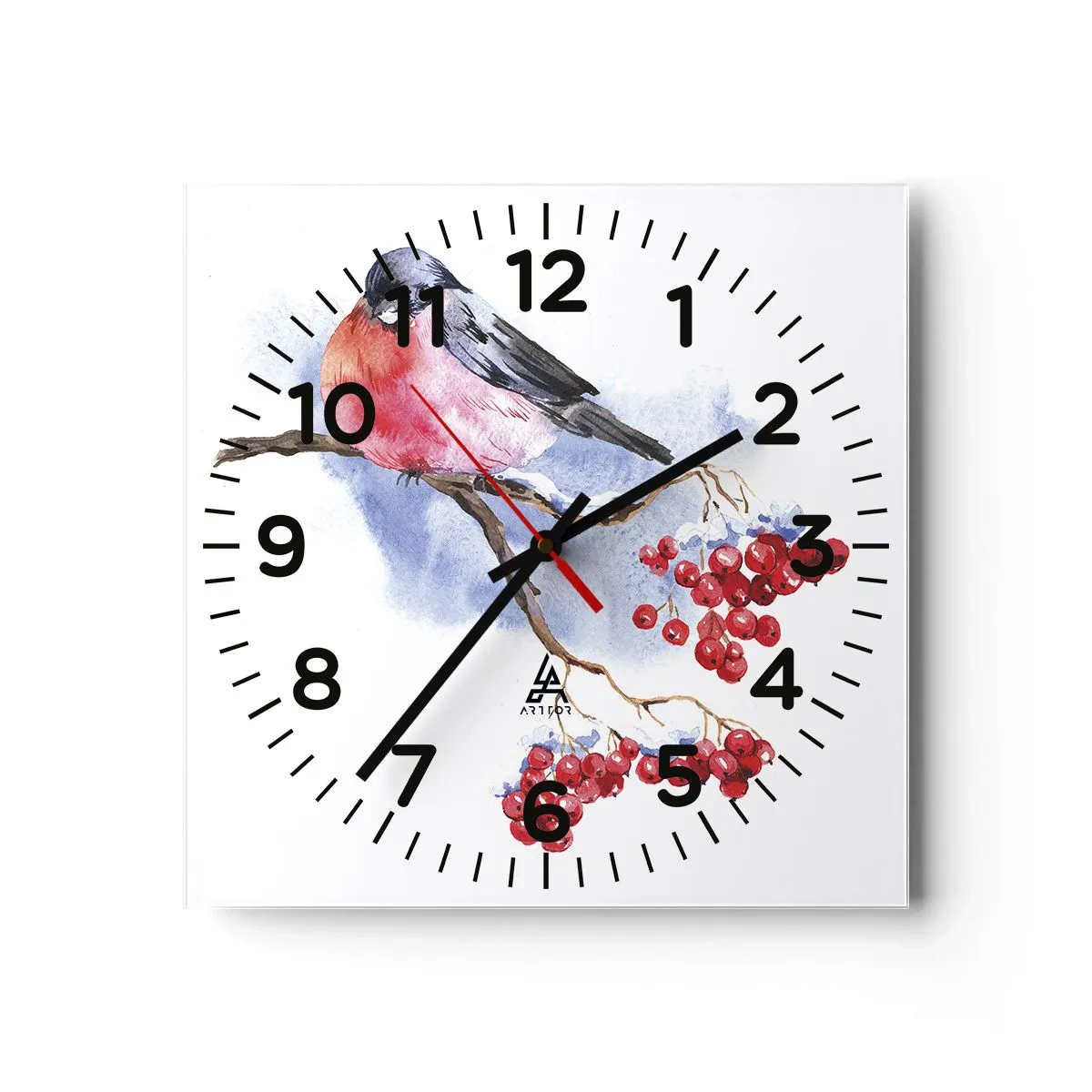 Reloj de pared - Reloj de vidrio - Invierno en color - 30x30 cm