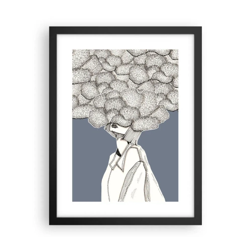 Póster en marco negro - Con la cabeza en las nubes - 30x40 cm