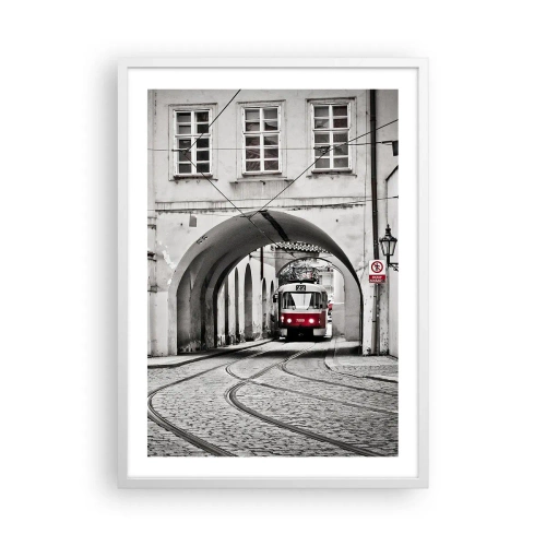 Póster en marco blanco - A través del laberinto urbano - 50x70 cm