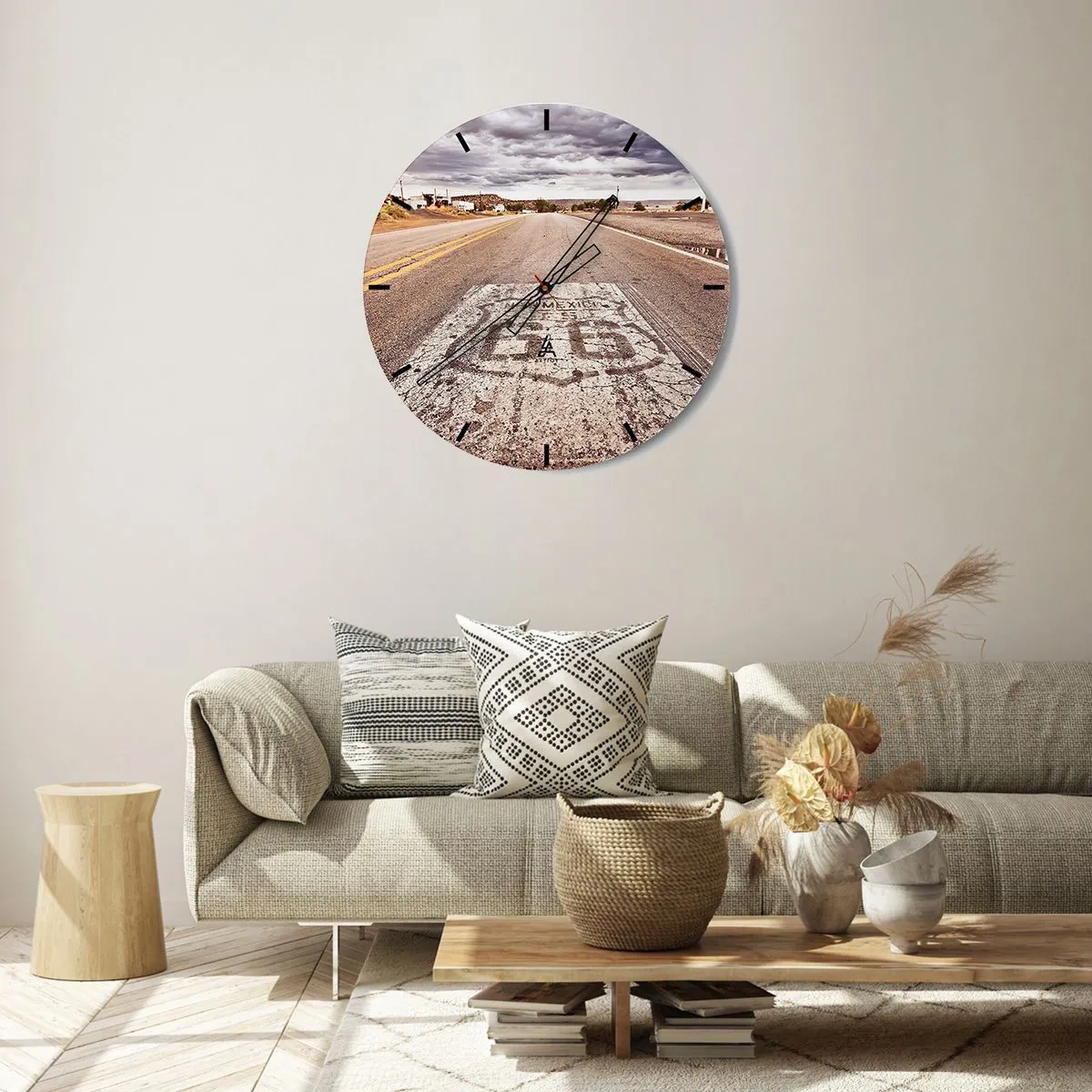 Reloj de pared - Reloj de vidrio - Mother Road: una leyenda americana - 40x40 cm