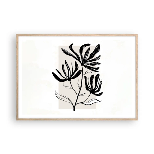 Póster en marco roble claro - Esbozo para un herbario - 100x70 cm
