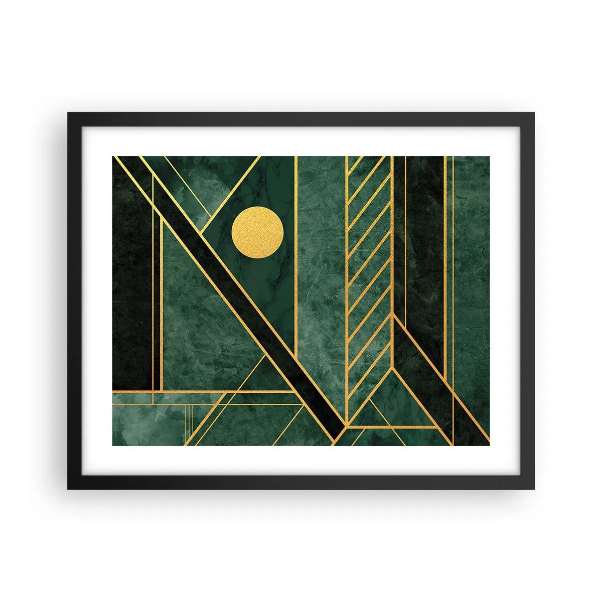 Póster en marco negro - La dinámica del oro y el azul - 50x40 cm