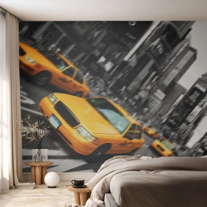 Fotomural Standard Eco - El sol cae sobre Nueva York - Ciudad, ney york, Taxi - 350x256 cm