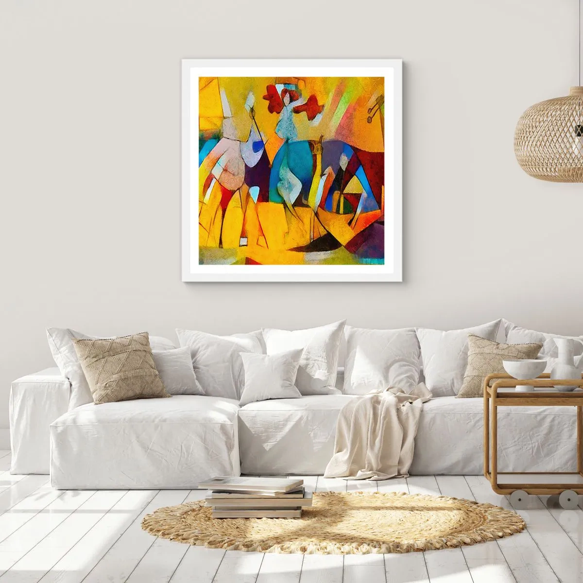 Póster en marco blanco - Sol - vida - alegría - 60x60 cm