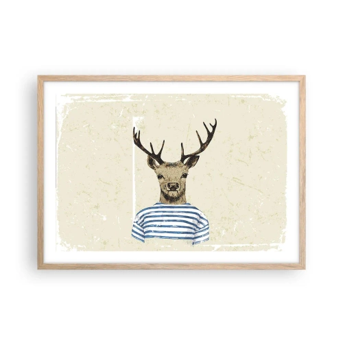 Póster en marco roble claro - Porque me gustan las camisas de rayas - 70x50 cm