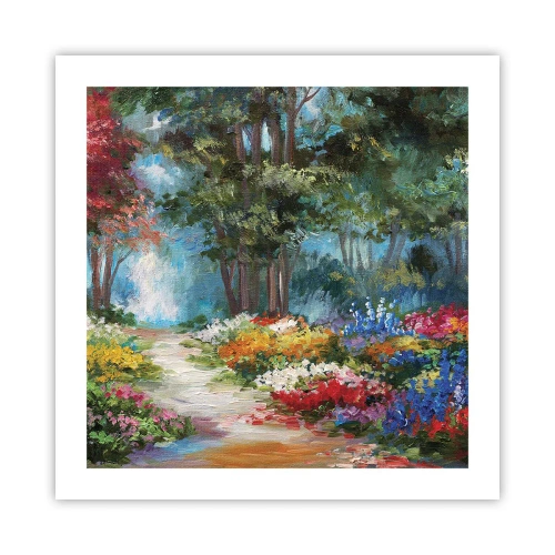 Póster - Jardín forestal, bosque floral - 50x50 cm
