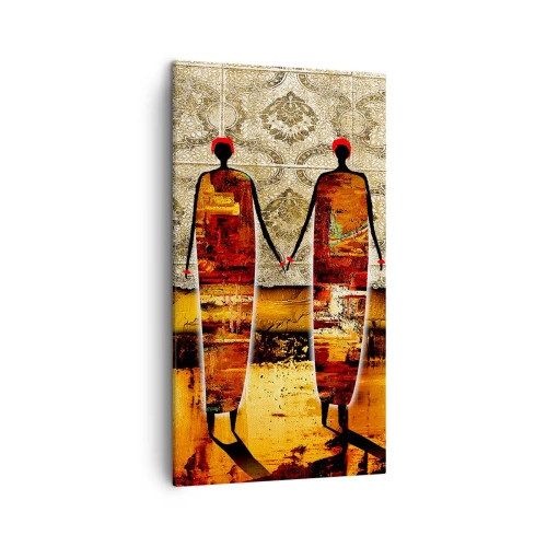 Cuadro sobre lienzo - Impresión de Imagen - Composición étnica en colores africanos - 45x80 cm