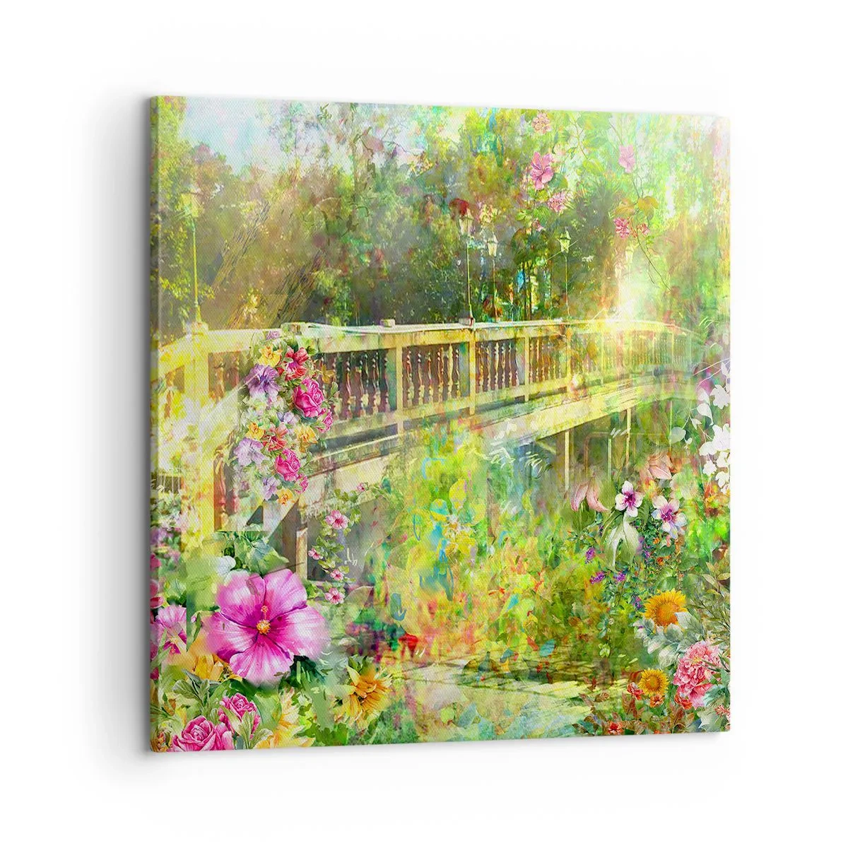 Cuadro sobre lienzo - Impresión de Imagen - Un puente de suspiros de primavera - 60x60 cm