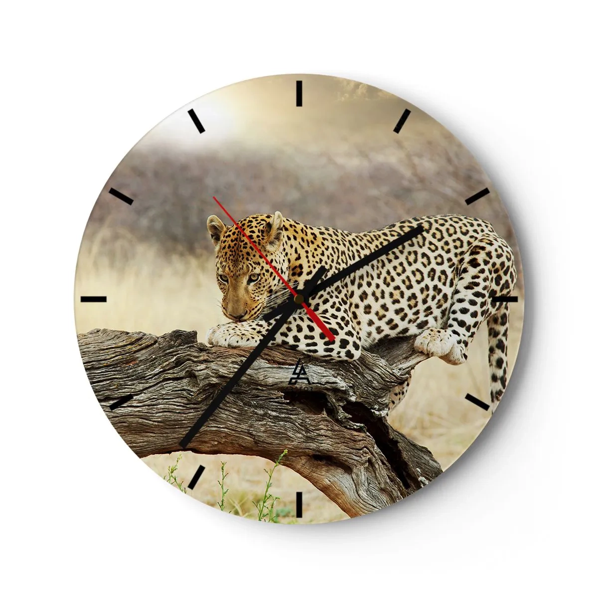Reloj de pared - Reloj de vidrio - Un leopardo descansando en una rama de árbol seca. - 30x30cm - Voy por mi cuenta - Decoración de pared moderna para salón, cocina y dormitorio ARTTOR