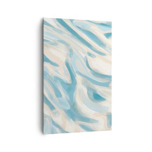 Cuadro sobre lienzo - Impresión de Imagen - Rayas azules abstractas sobre un fondo claro - 80x120cm - Brisas primaverales - Decoración de pared moderna para salón y dormitorio ARTTOR